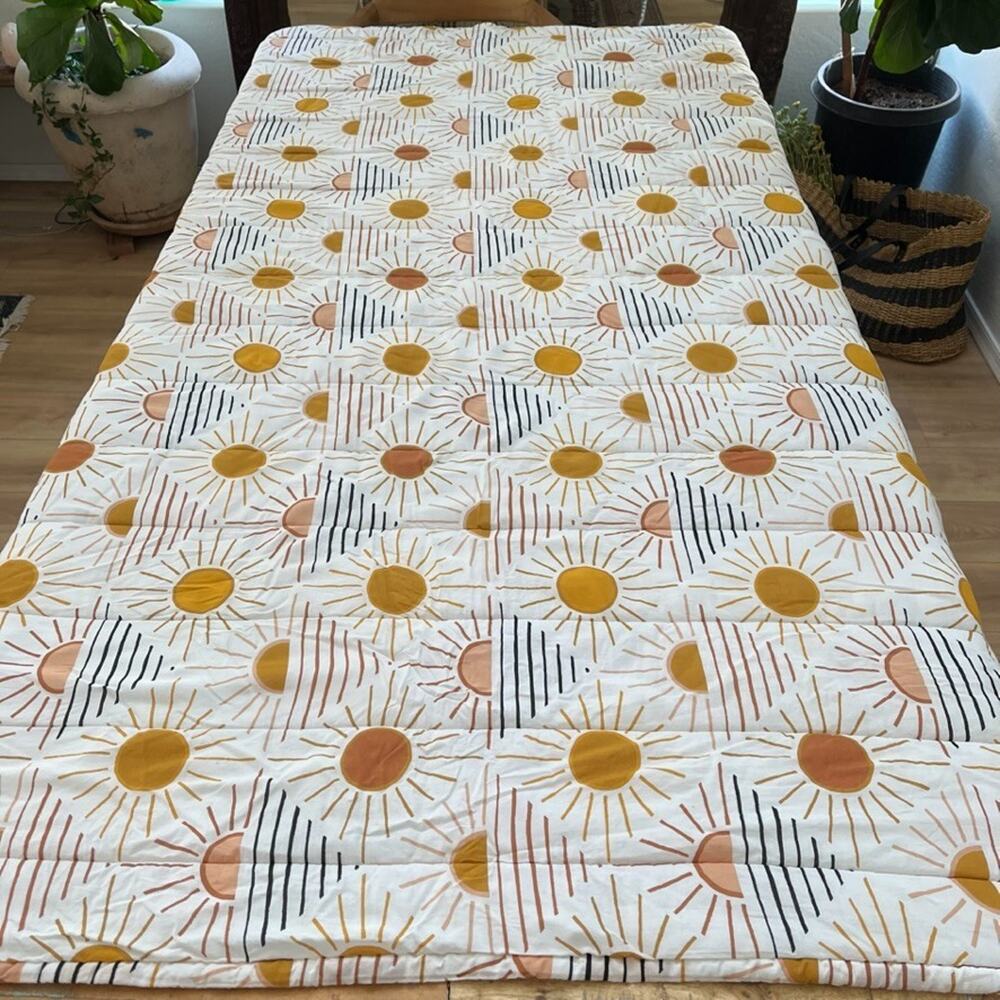 Urban Outfitters Geo Sun Queen Quilt Stitched Quilt Cotton Cover 86x86"
